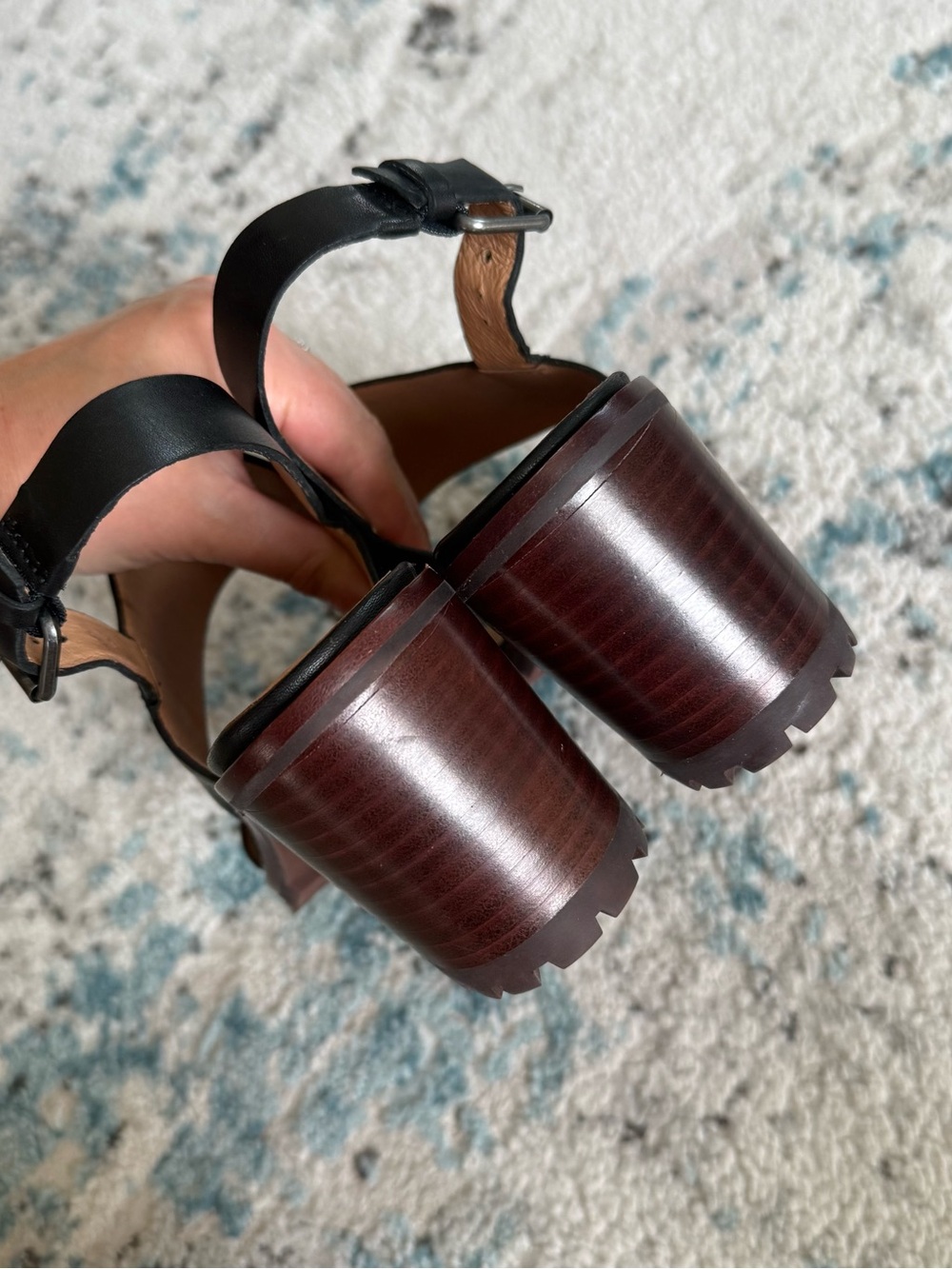 Madewell Black Leather Block Heel Slingback Sandals - Picture 4 of 9